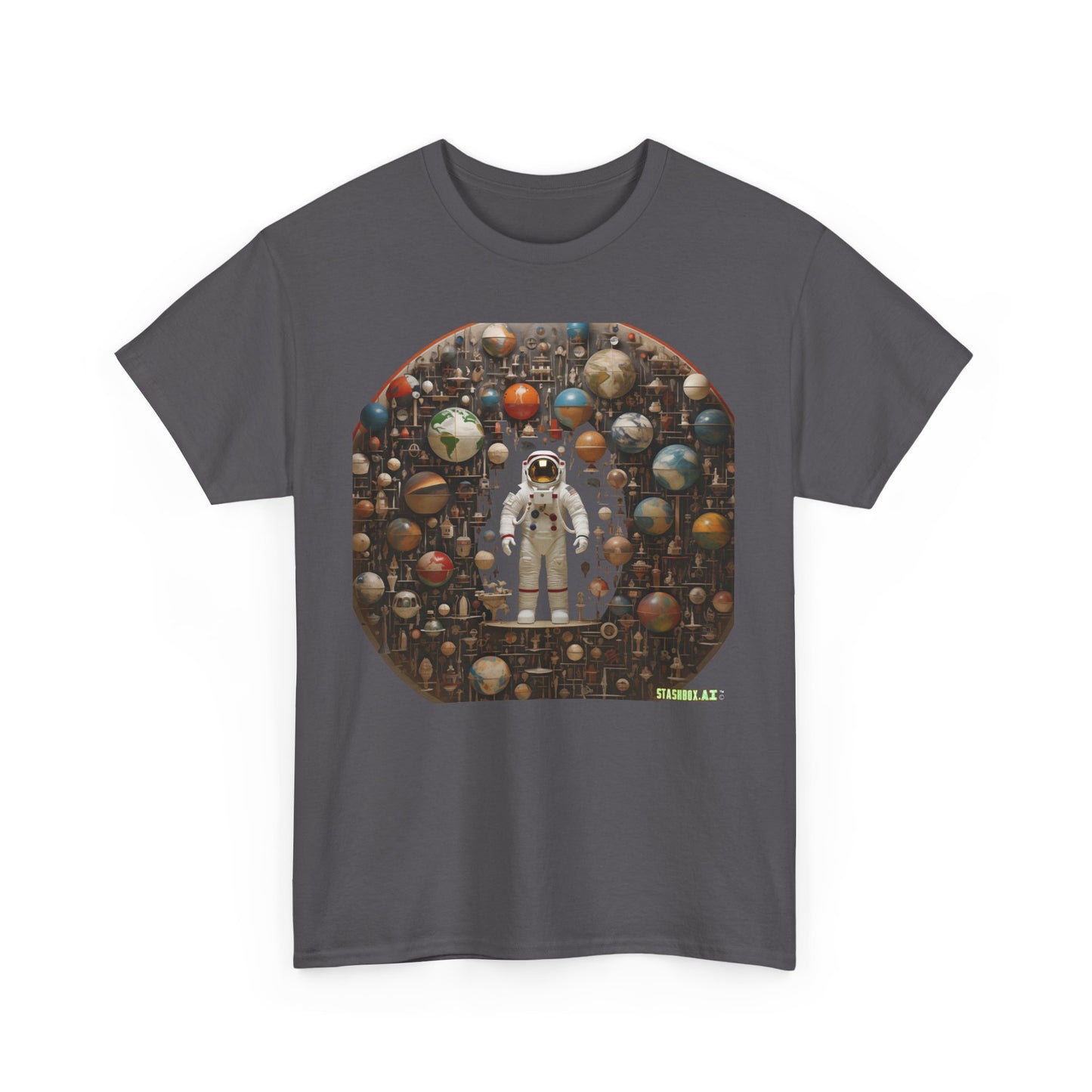 Unisex Adult Size Heavy Cotton Tshirt Astronaut Knolling 002