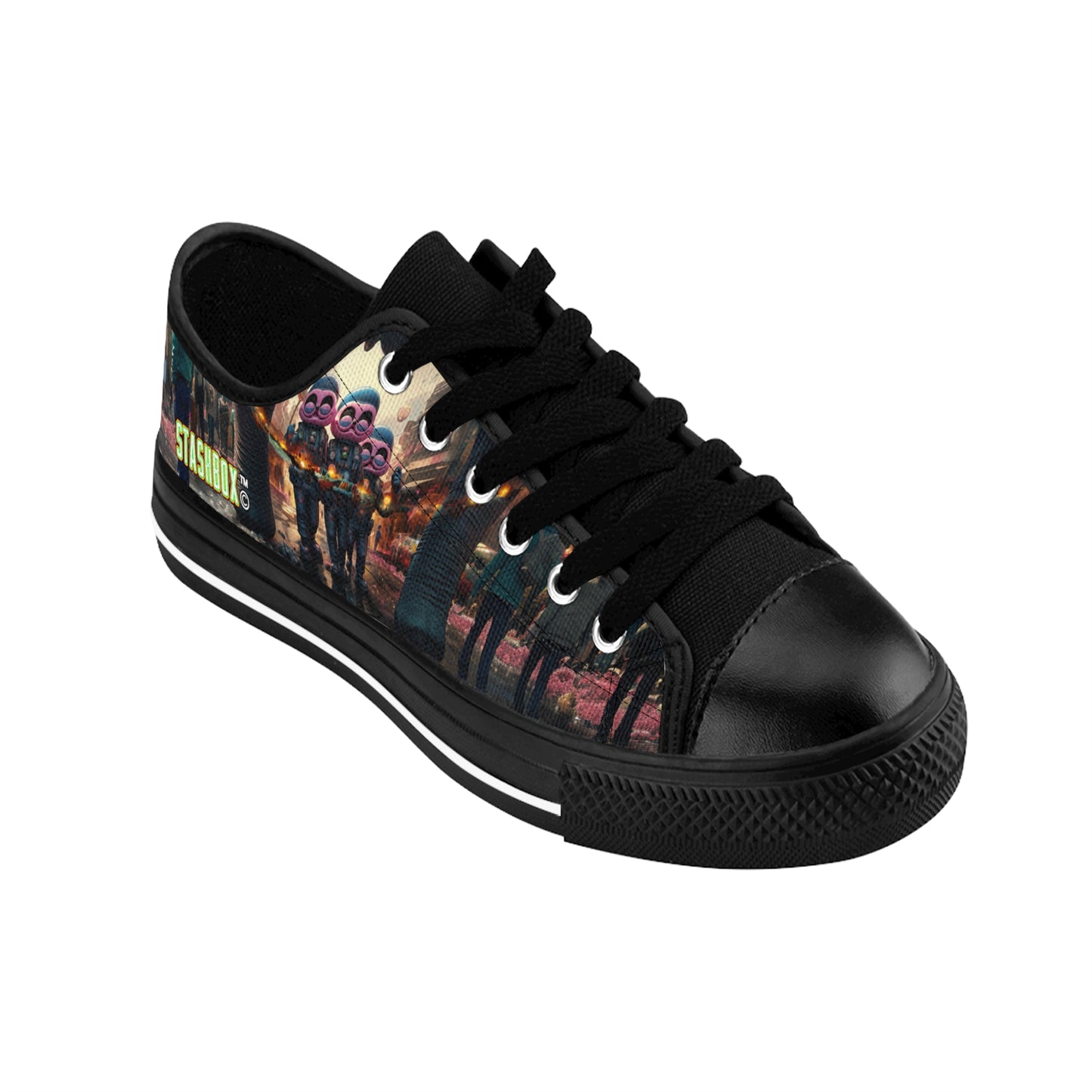 Pink City Aliens Holding Tropical Dreams - Custom Men's Sneakers - Art Design #00x