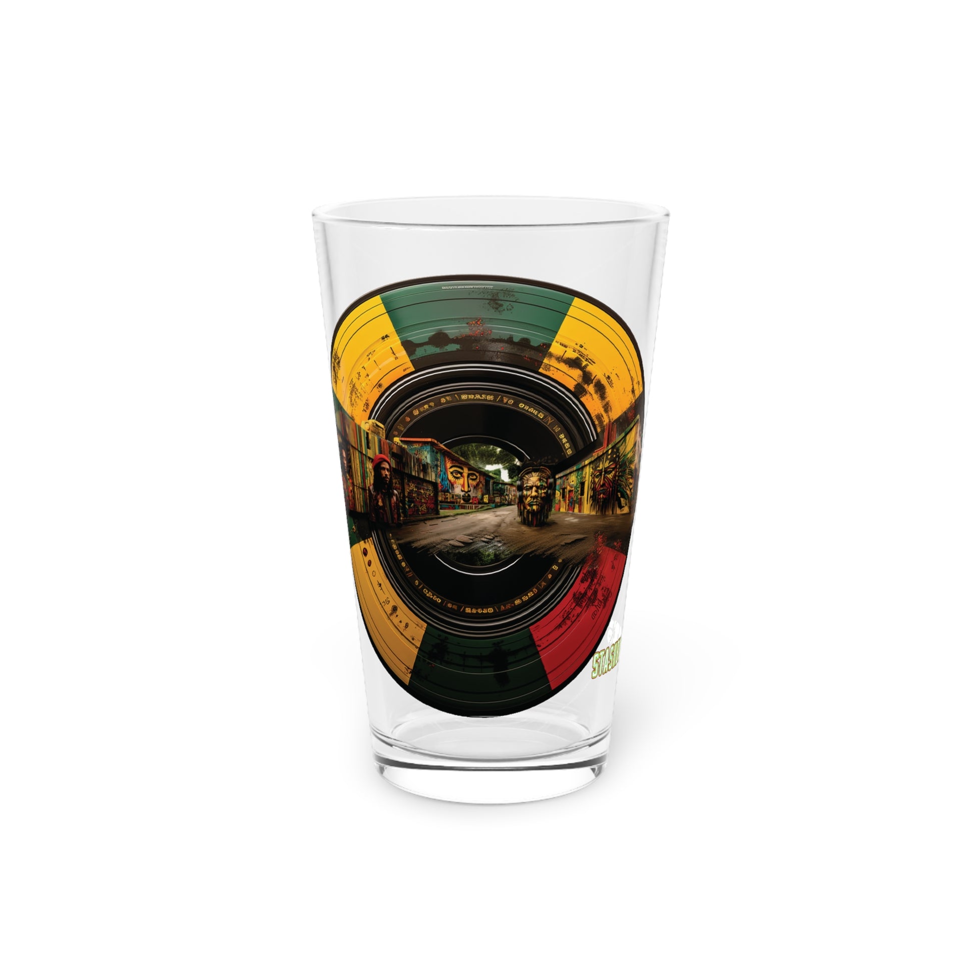 Pour in the Reggae Vibes with our Psychedelic Design #005 Pint Glass. Groove in every sip, exclusively at Stashbox.ai.
