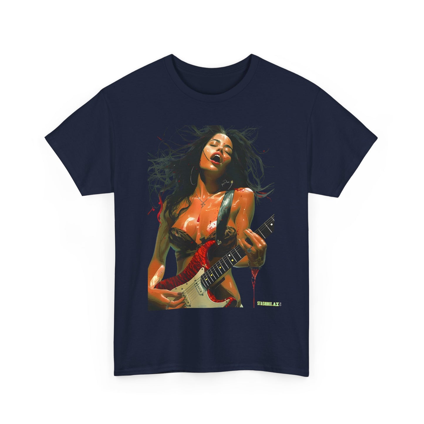 Unisex Heavy Cotton T-Shirt  Girl Guitarist Rocking 014