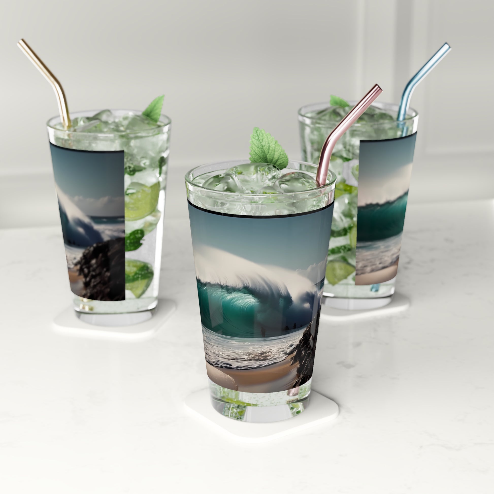 Surf the imagination with Pipeline: North Shore, Oahu Perfect Wave Pint Glass. Wave enthusiasts' dream, exclusively at Stashbox.ai.