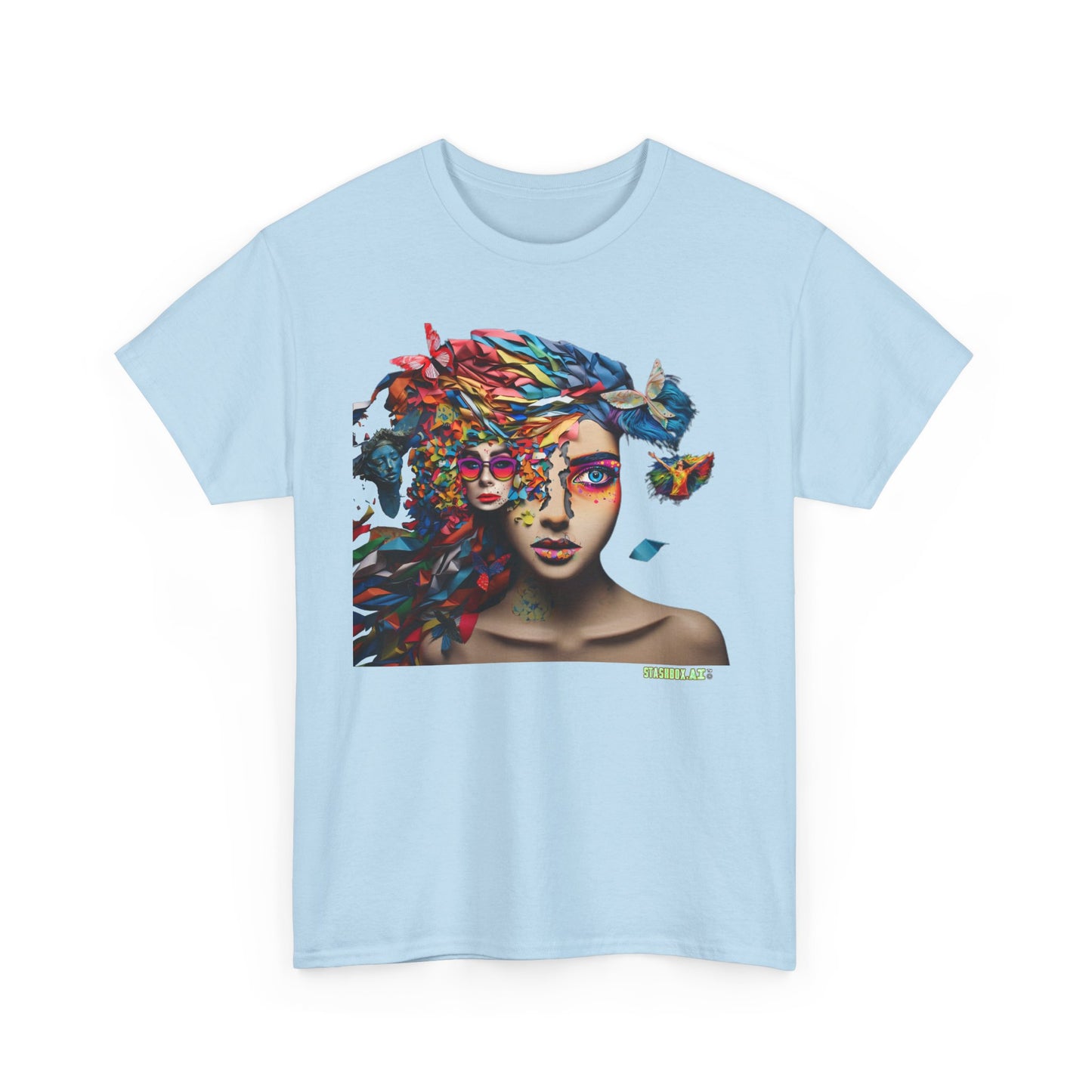 Unisex Heavy Cotton T-Shirt Rainbow Drawn Beautiful Woman 008