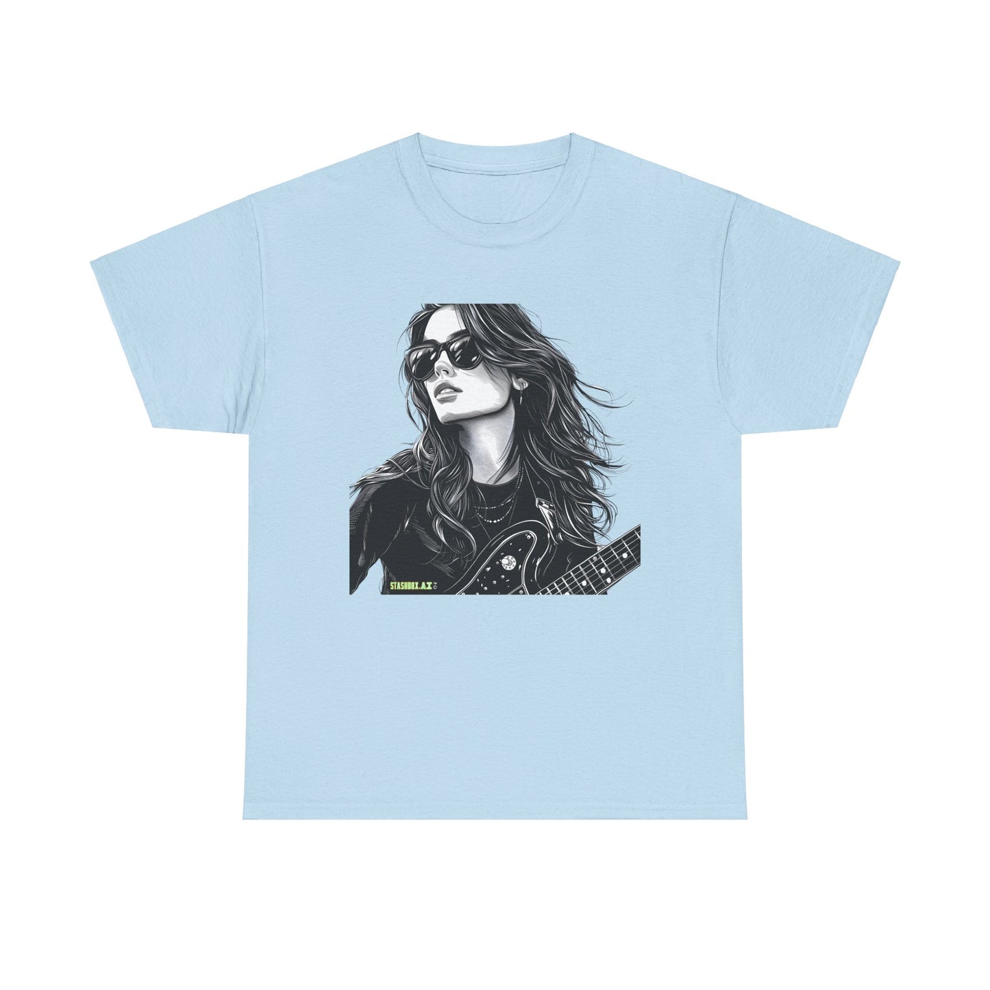 Unisex Heavy Cotton T-Shirt  Girl Guitarist Rocking 008