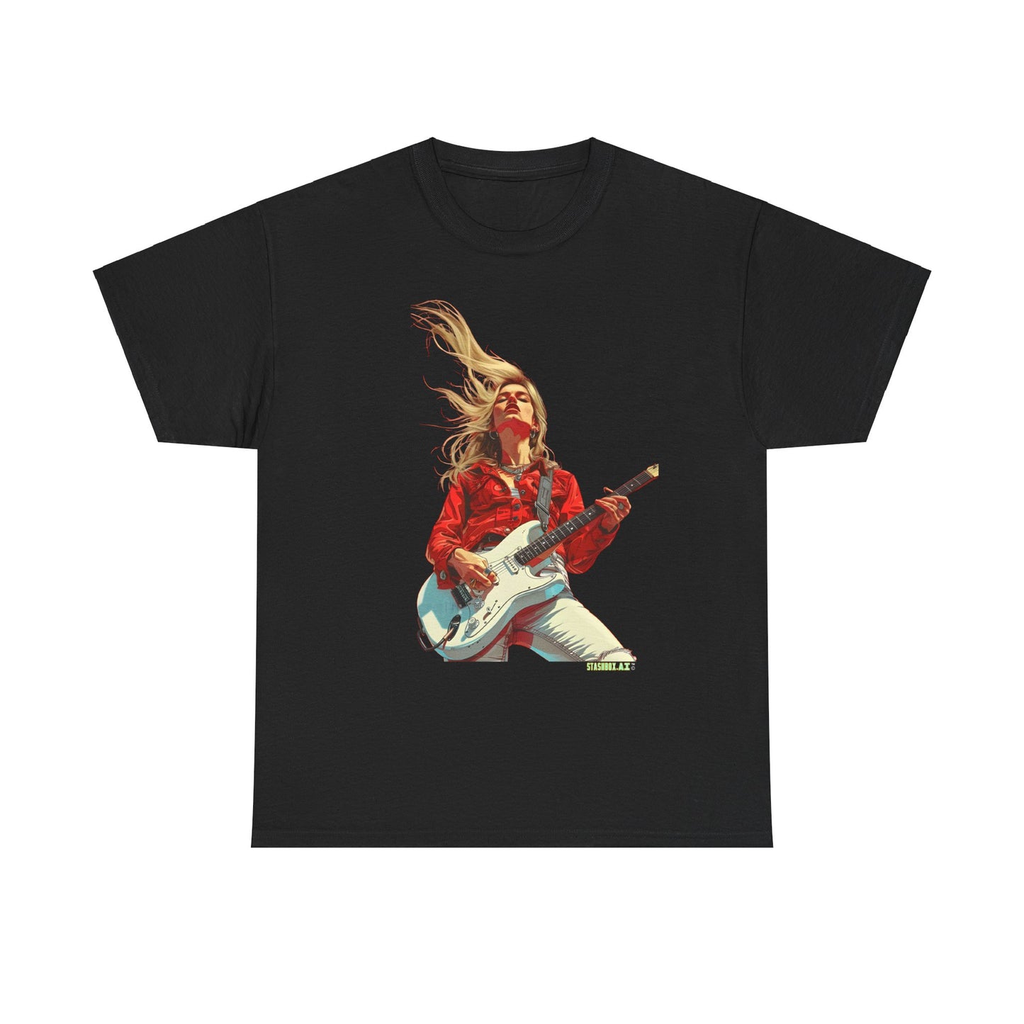 Unisex Heavy Cotton T-Shirt  Girl Guitarist Rocking 015