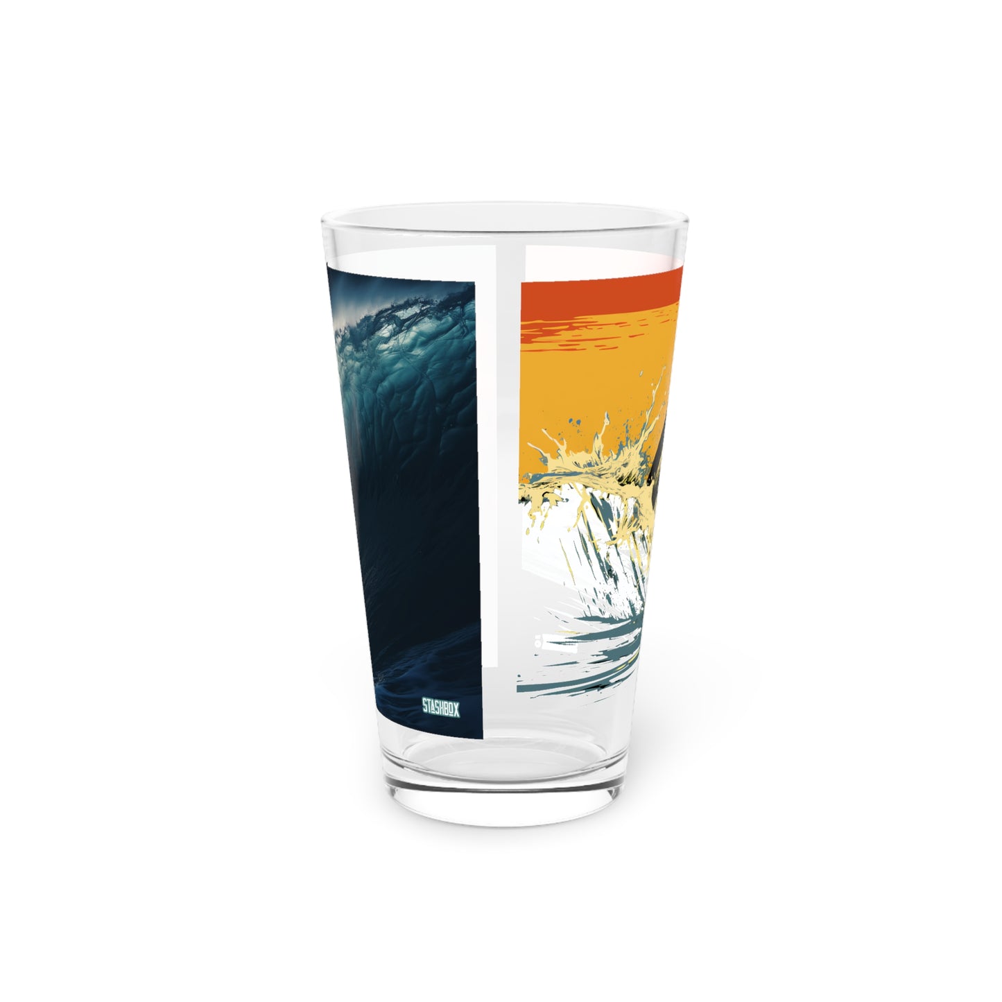 Pint Glass, 16oz Surfing Huge Wave 2-in-1 Design 048a 048b