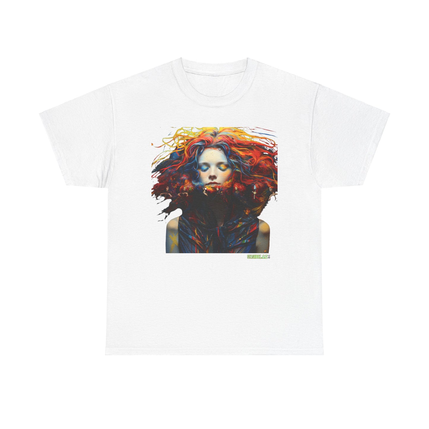 Unisex Heavy Cotton T-Shirt Beautiful Woman Rainbow Drawn Maranao 009