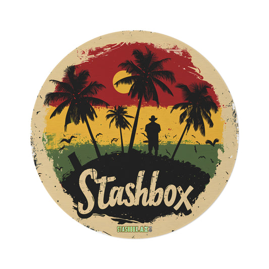 Round Rug Stashbox Rasta Green Yellow Red Tropical Design 001