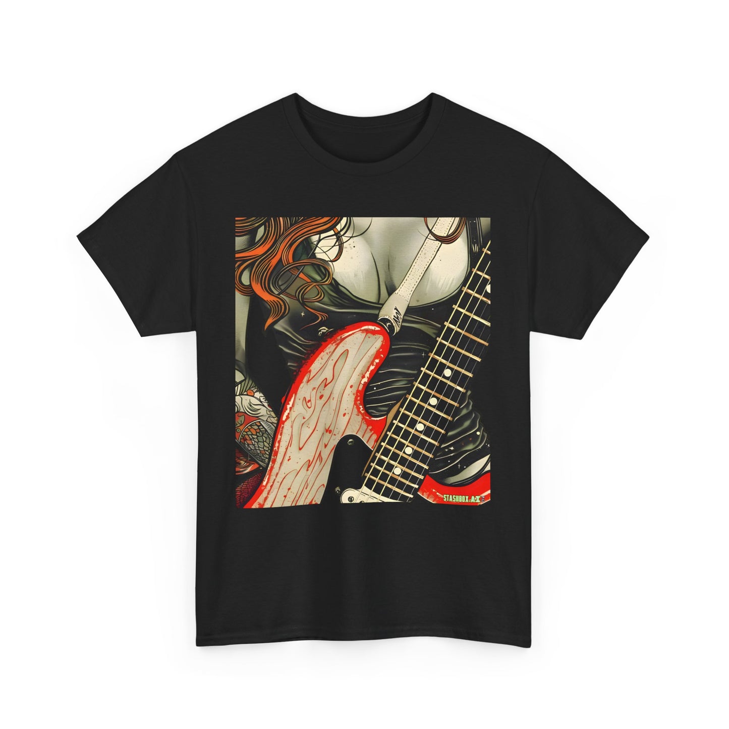 Unisex Heavy Cotton T-Shirt  Girl Guitarist Rocking 010