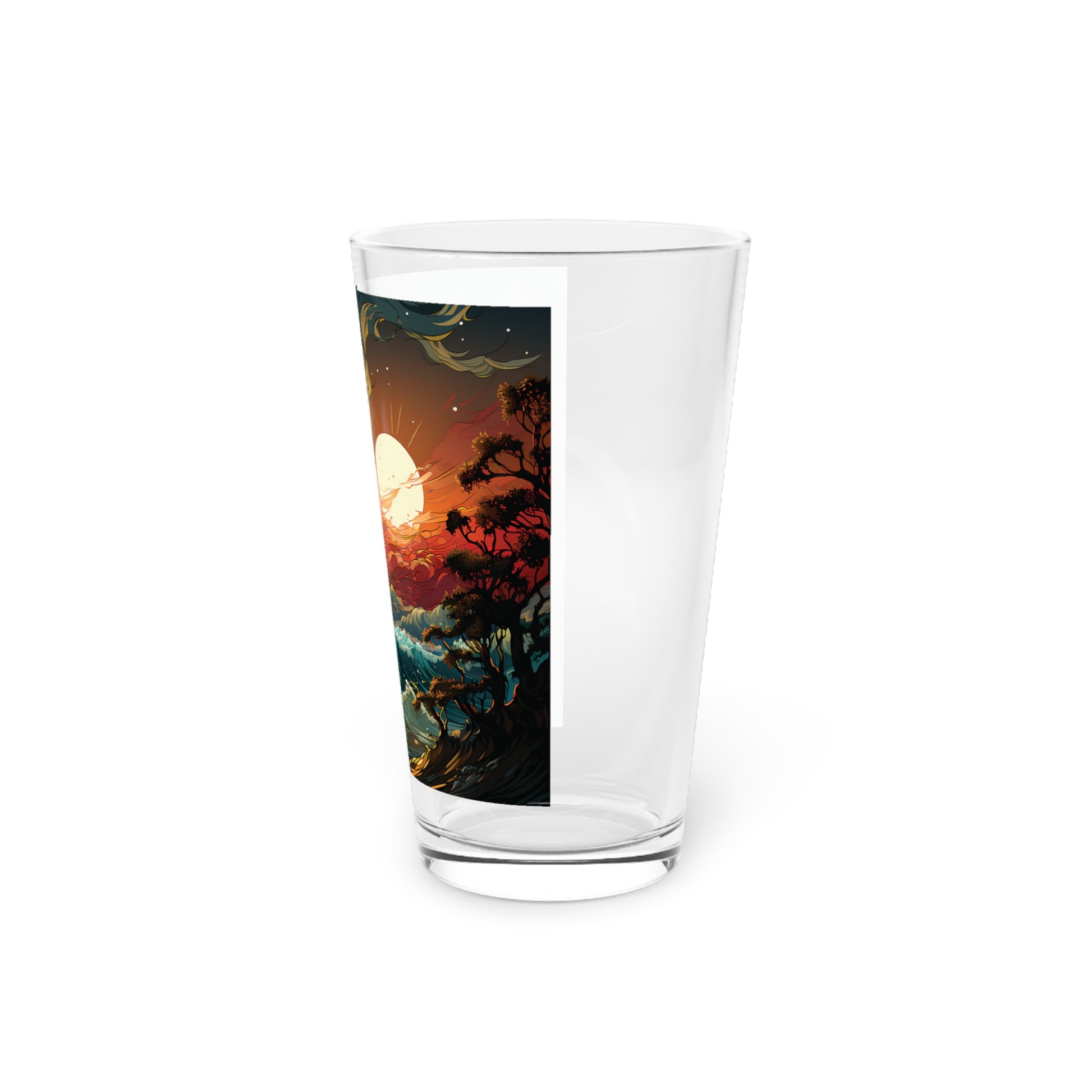 Enchant your drinking experience with our Tarot Card Style Ocean Waves Pint Glass (16oz) - Waves Design #030. Crafted by Stashbox.ai, this glass showcases tarot mysticism with ocean waves and a sailing ship. Embrace the mystic with this captivating glassware.