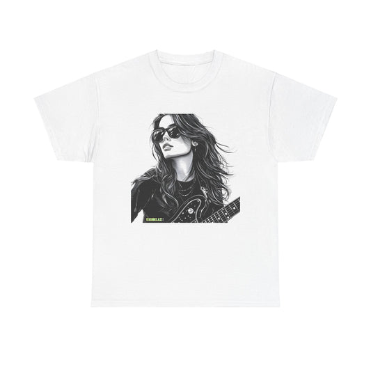 Unisex Heavy Cotton T-Shirt  Girl Guitarist Rocking 008