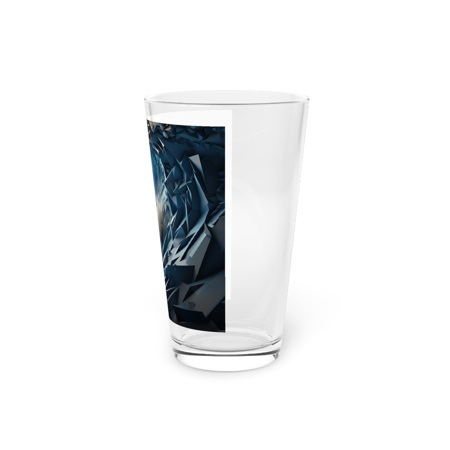 Pint Glass, 16oz Isometric Futuristic Surfing Wave 025