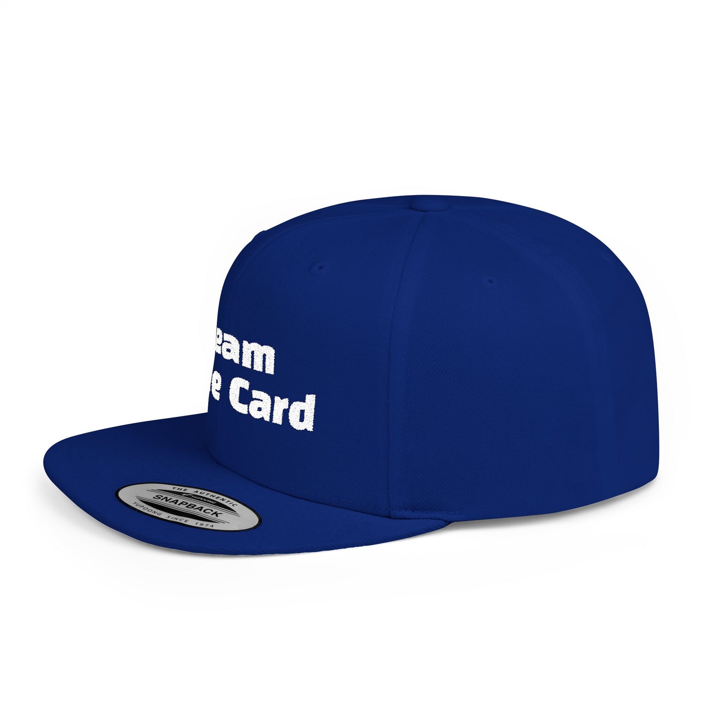 Team Blue Card Flat Bill Snapback Cap | Trendy Adjustable Hat for Sports Fans, Casual Wear, Gifts, Outdoor Activities