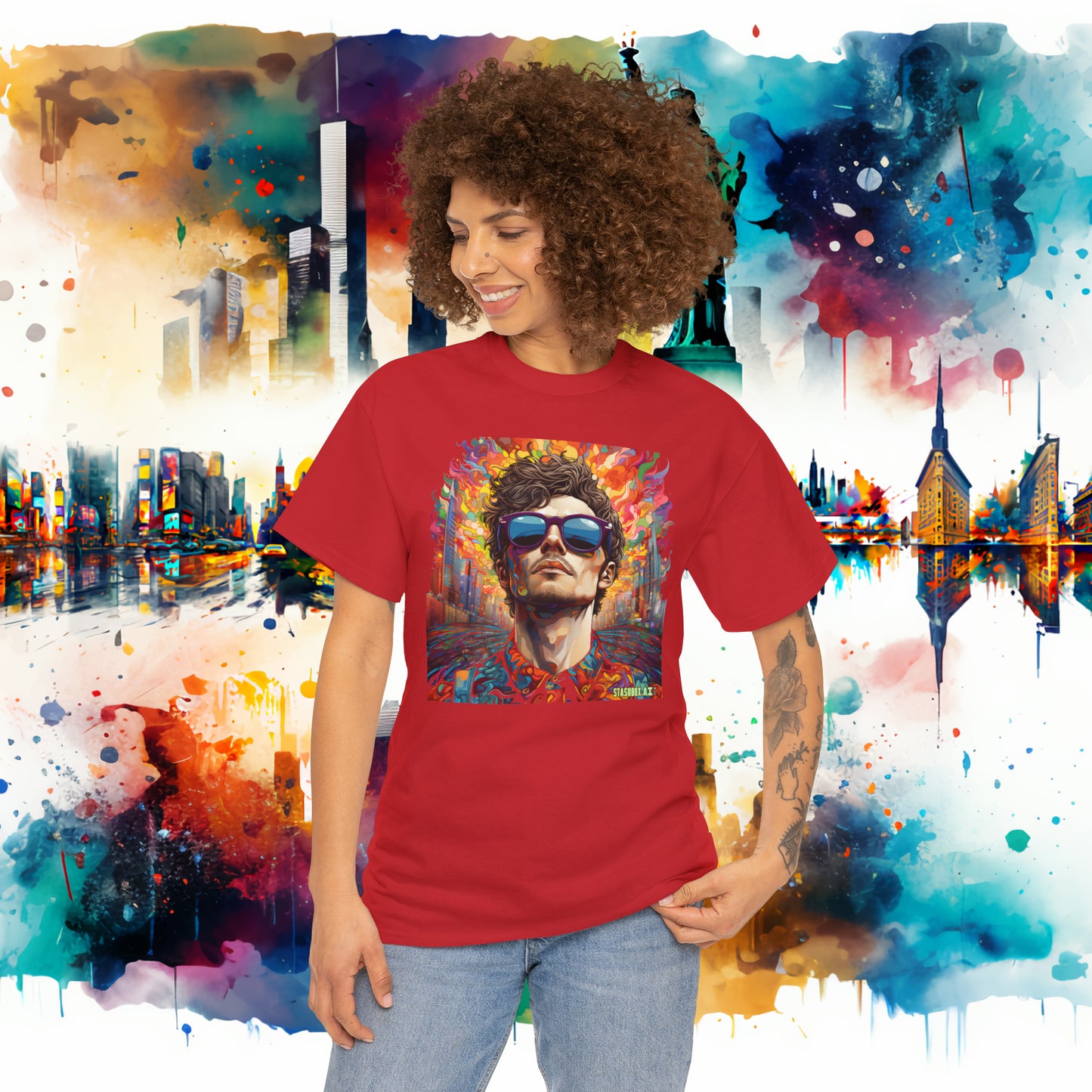 Unisex Heavy Cotton Tshirt - Urban Psychedelia: SpectraVision Shirt New York 008