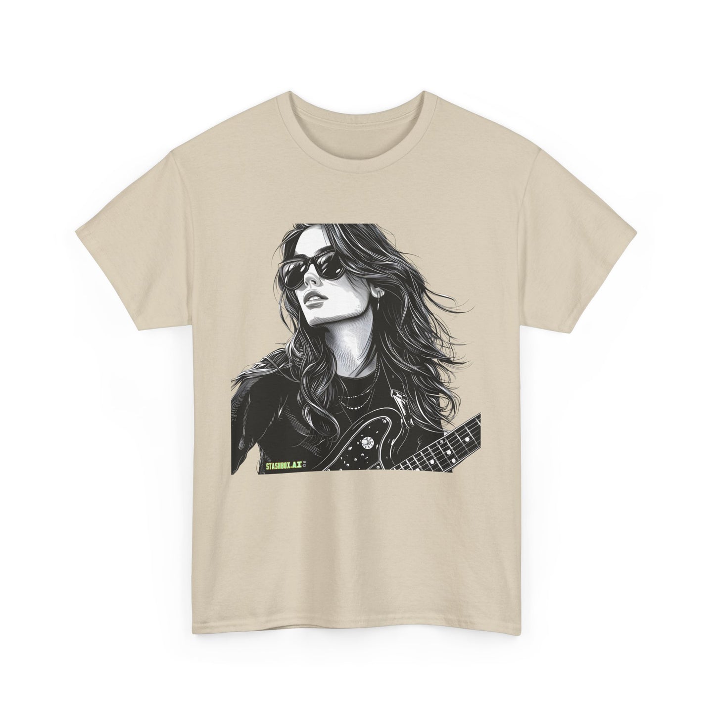 Unisex Heavy Cotton T-Shirt  Girl Guitarist Rocking 008