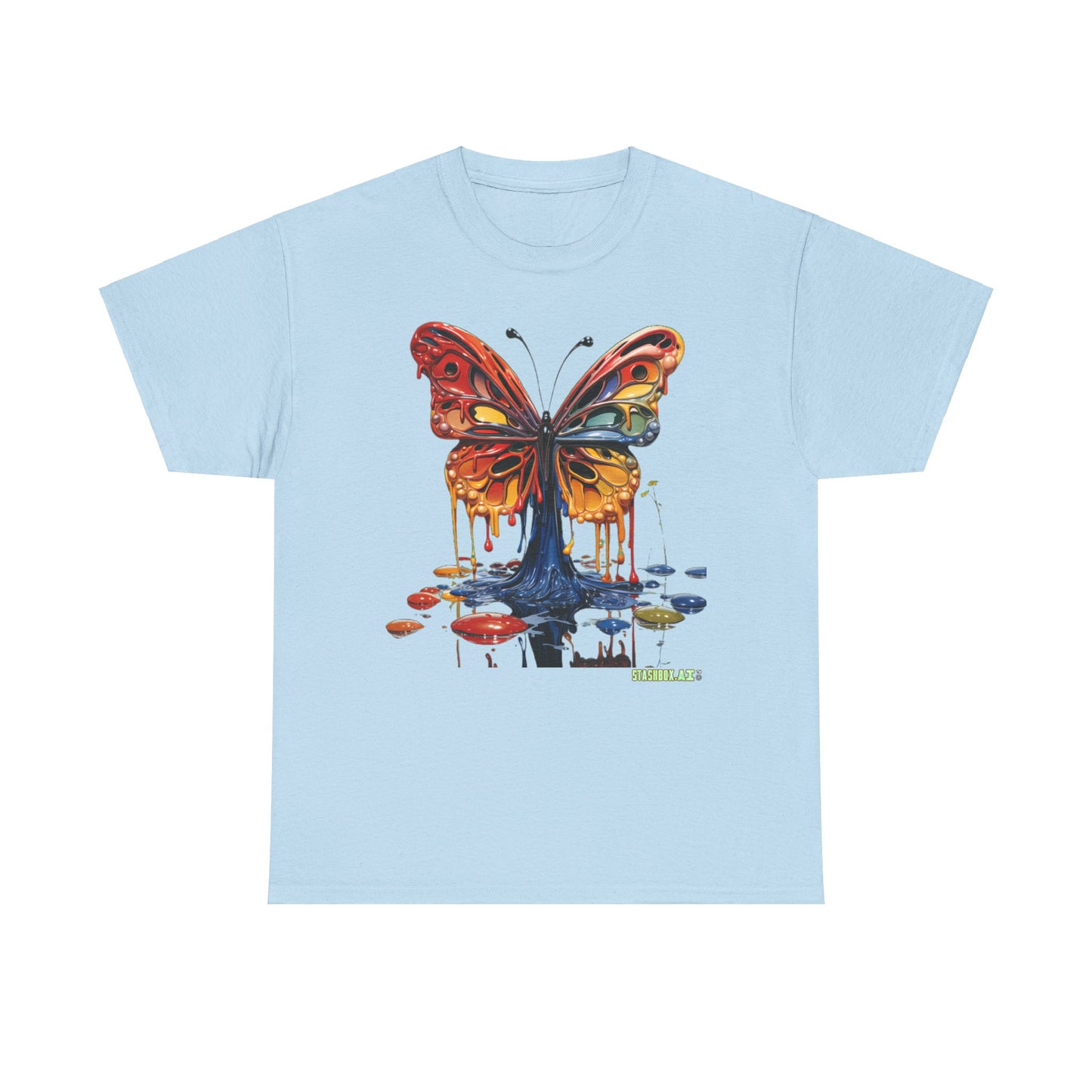 Unisex Heavy Cotton Tee Pop Surrealism Butterfly Design 008