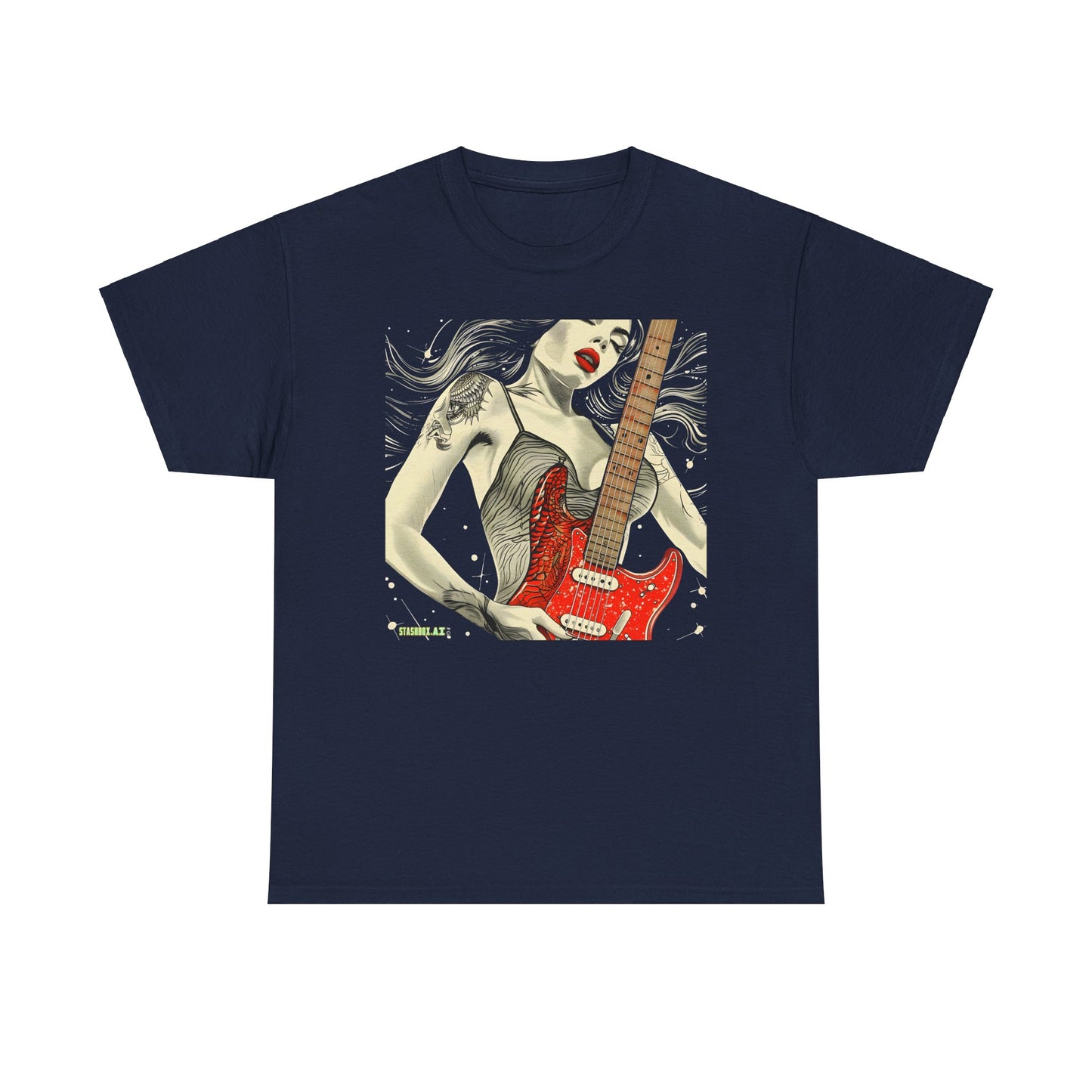 Unisex Heavy Cotton T-Shirt  Girl Guitarist Rocking 003