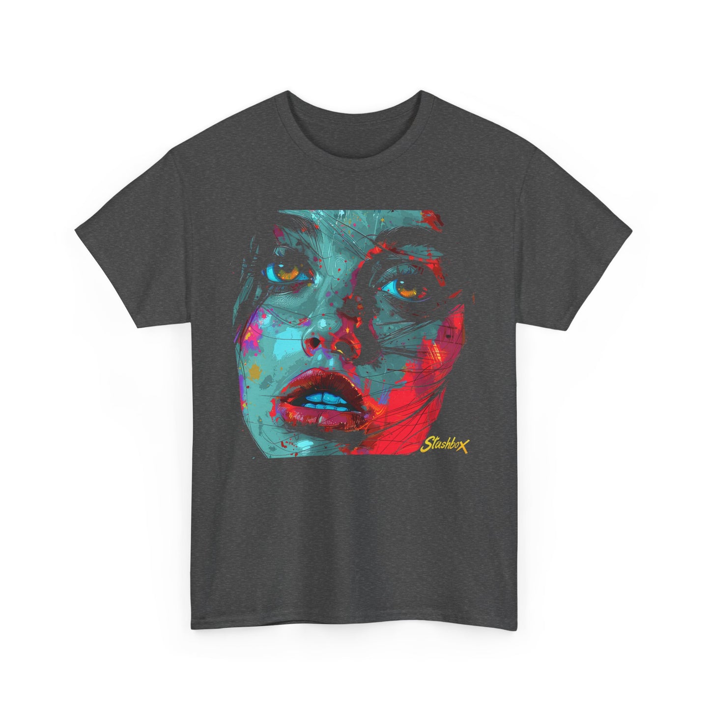 Unisex Heavy Cotton TShirt Beautiful Model Face Design 027