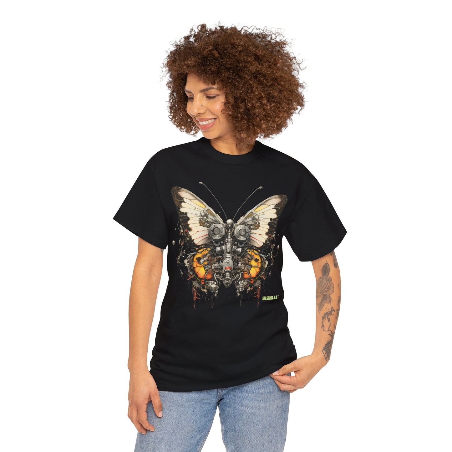 Unisex Heavy Cotton Abstract Butterfly Bio Punk T-Shirt 002