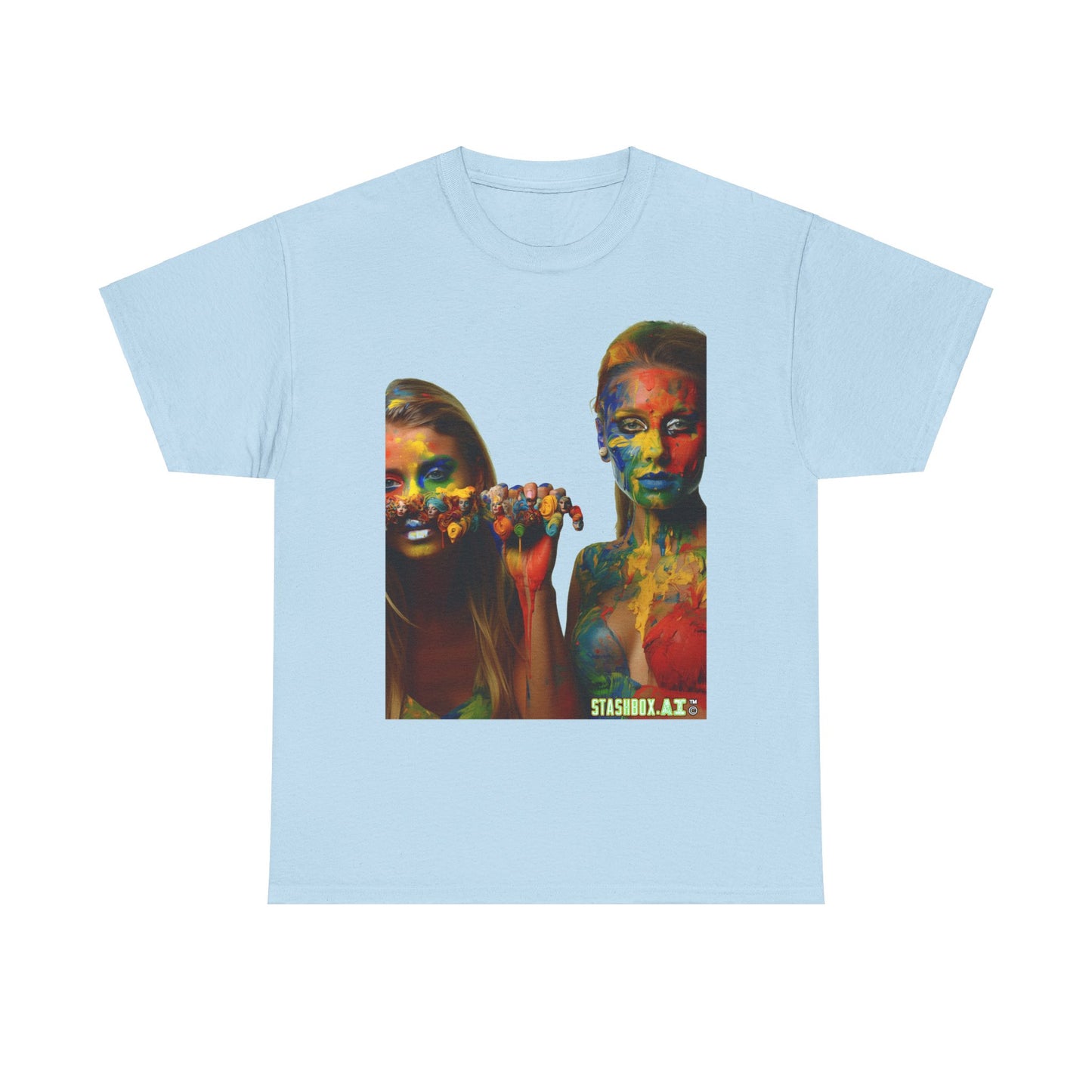 Unisex Heavy Cotton Tee Rainbow Body Painted Models 023