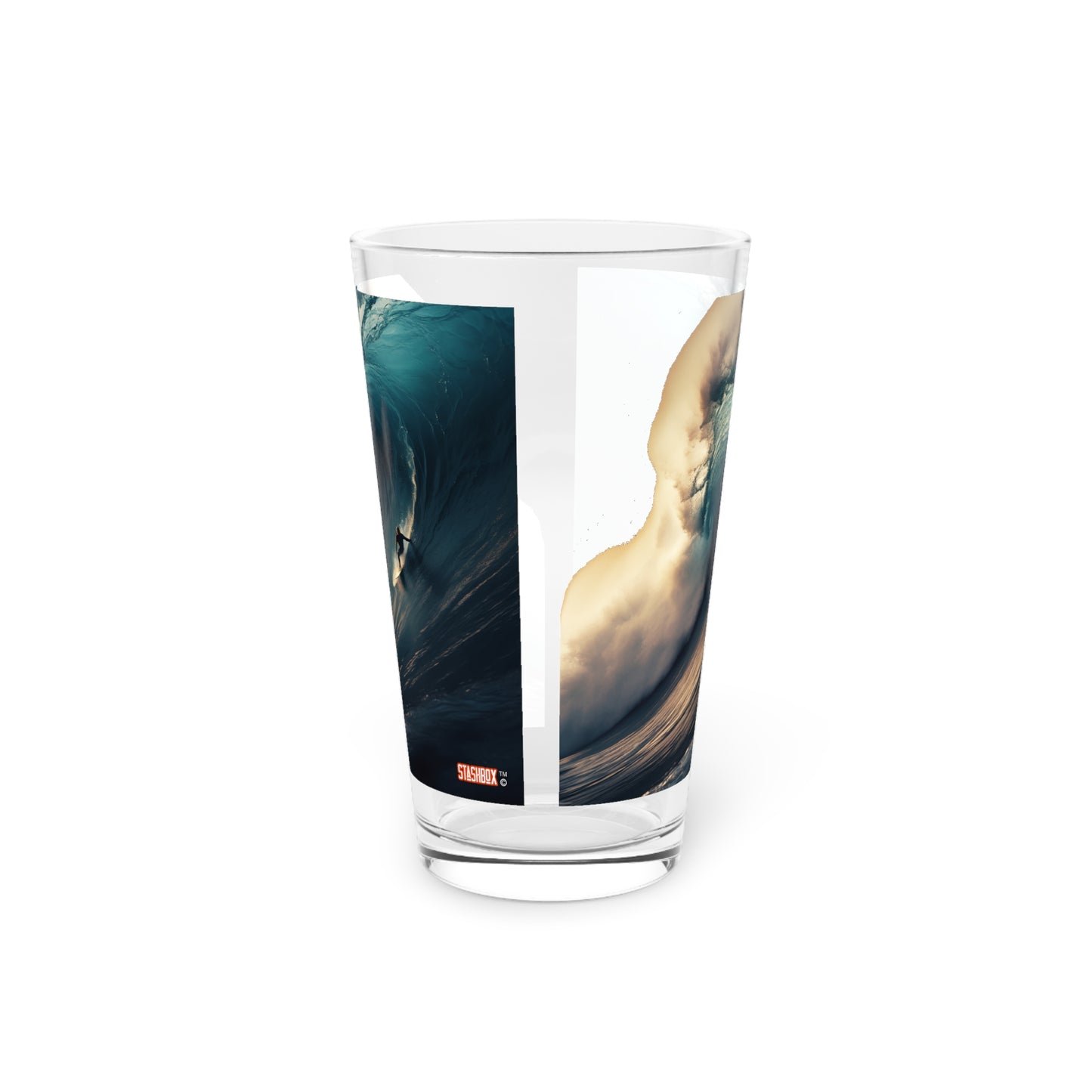 Pint Glass 16oz Surfer 50 Foot Barreling Wave 059