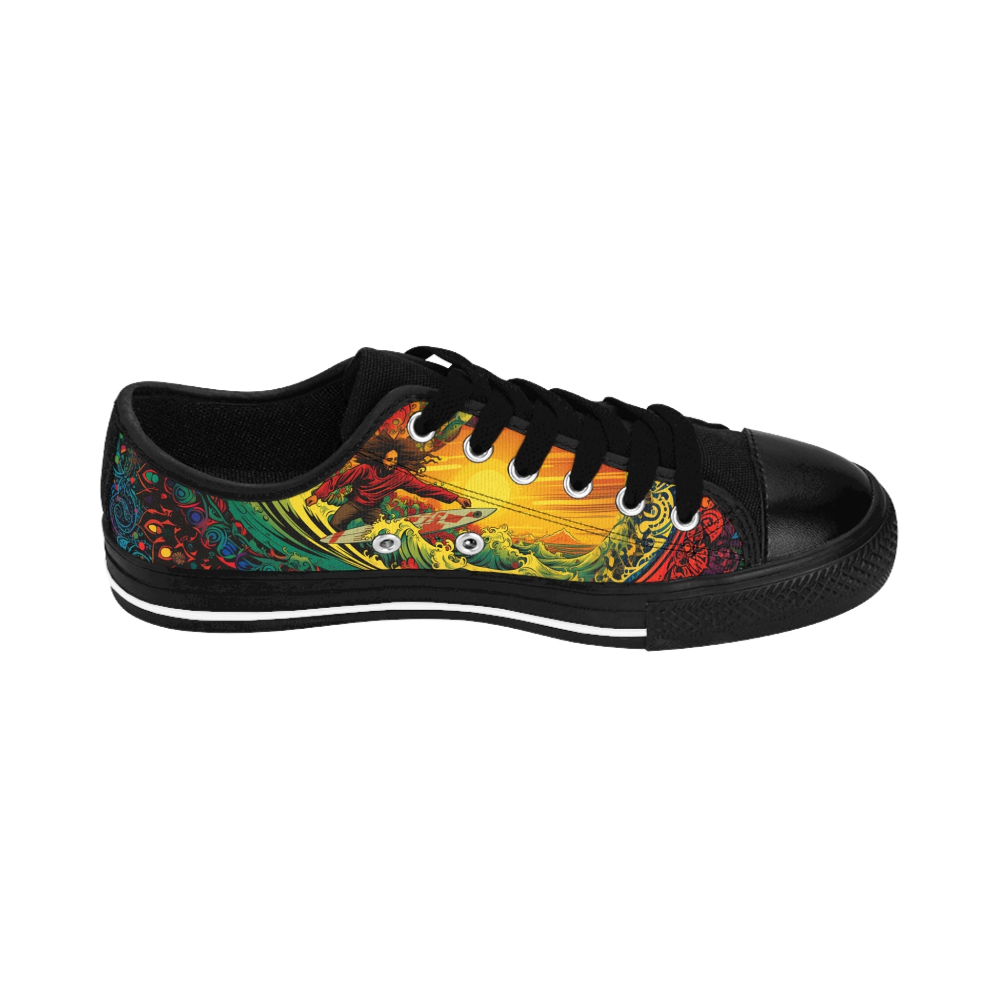 Surf the Rasta Rhythms: Custom Men's Sneakers - Surfboard Design #005. Waves meet fashion, exclusively at Stashbox.ai.