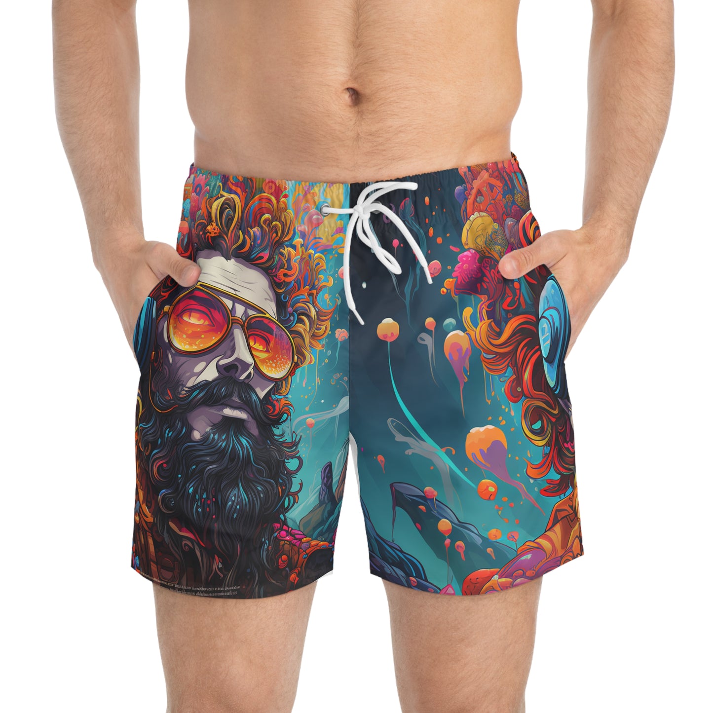 Men's Swim Trunks (AOP) Cyberpunk Metaverse Style