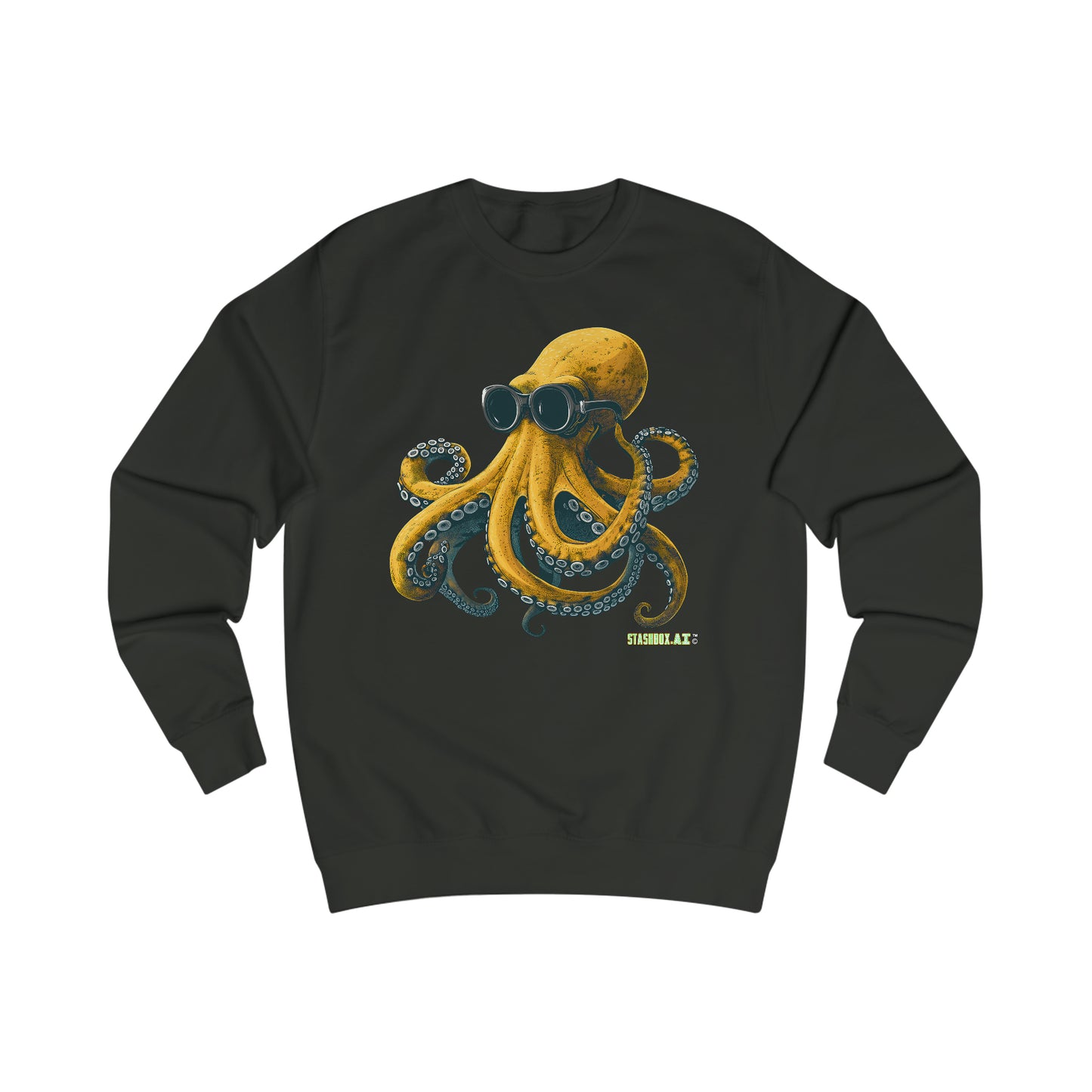 Men's Sweatshirt Yellow Octopus with Goggles 001
