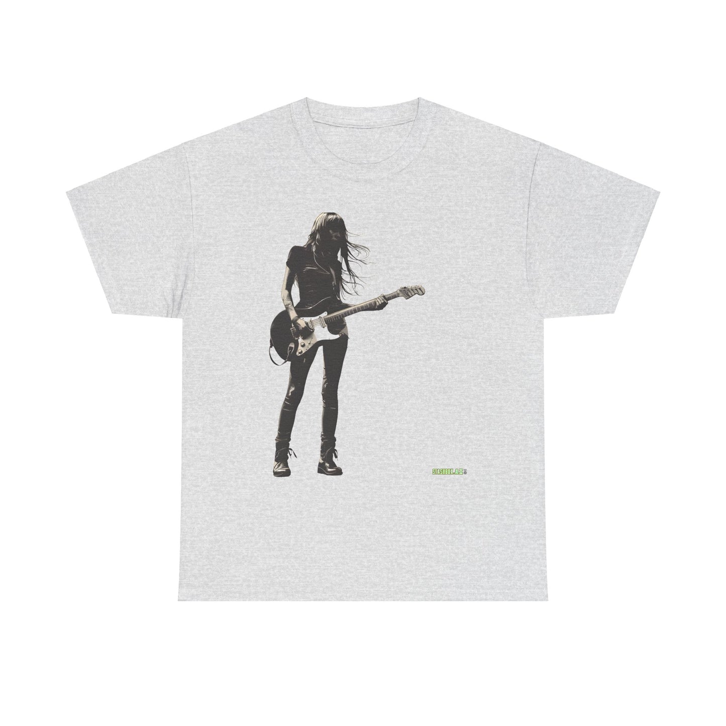 Unisex Heavy Cotton T-Shirt  Girl Guitarist Rocking 007