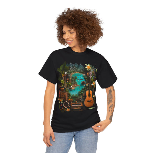 T-Shirt Adult Heavy Cotton Unisex Tahiti Tropical Knolling Abstract Art 005
