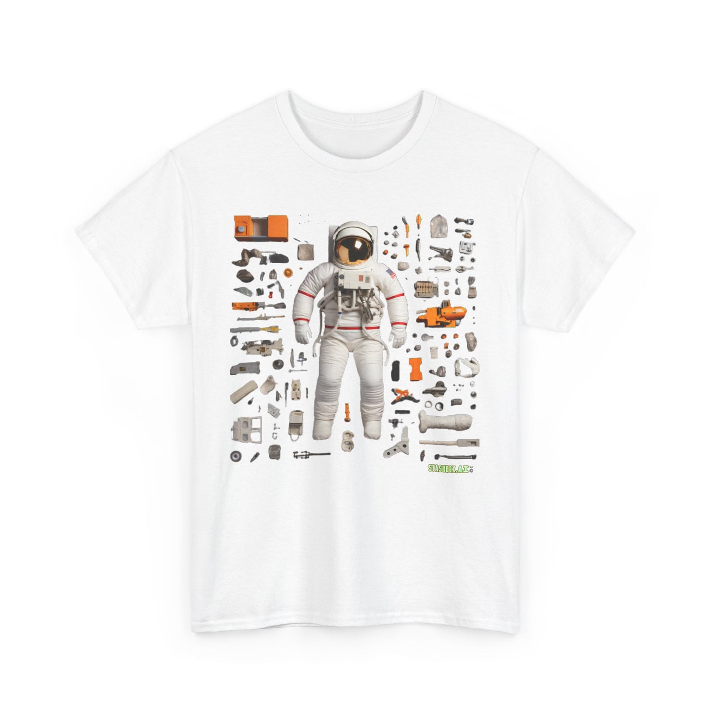 Unisex Adult Size Heavy Cotton TShirt Astronaut Knolling 003