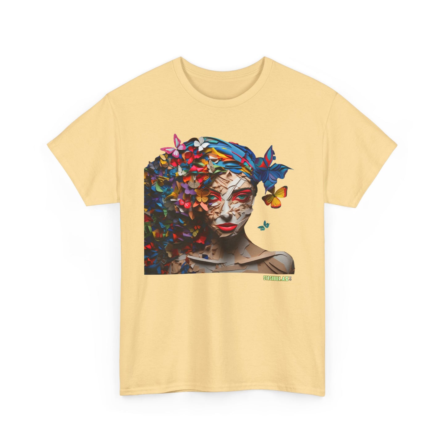 Unisex Heavy Cotton T-Shirt Beautiful Woman Rainbow Ink Drawn Maranao Style 004