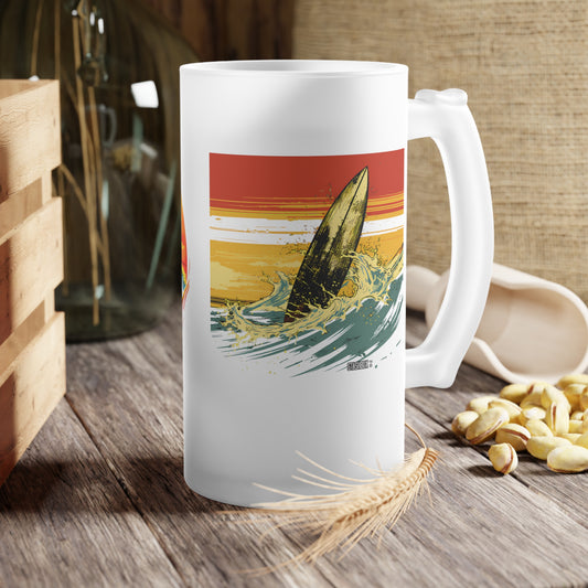 Toast to the surf with our Classic Surfing Design Beer Mug, 16oz. 2 Designs in 1 - Waves Design #66. Surfing nostalgia meets elegance, exclusively at Stashbox.ai.