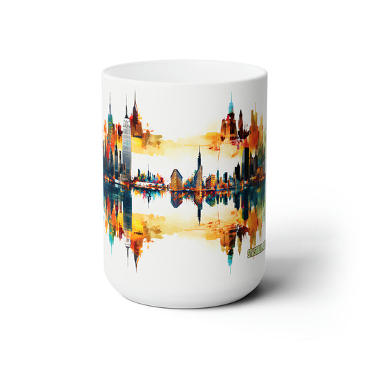 Ceramic Mug - New York Skyline Watercolor Design