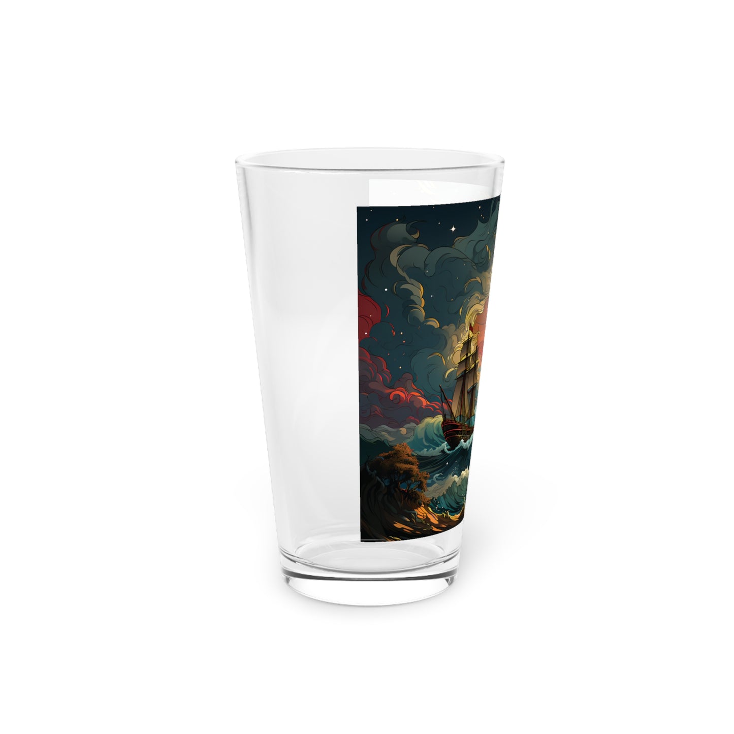 Enchant your drinking experience with our Tarot Card Style Ocean Waves Pint Glass (16oz) - Waves Design #030. Crafted by Stashbox.ai, this glass showcases tarot mysticism with ocean waves and a sailing ship. Embrace the mystic with this captivating glassware.