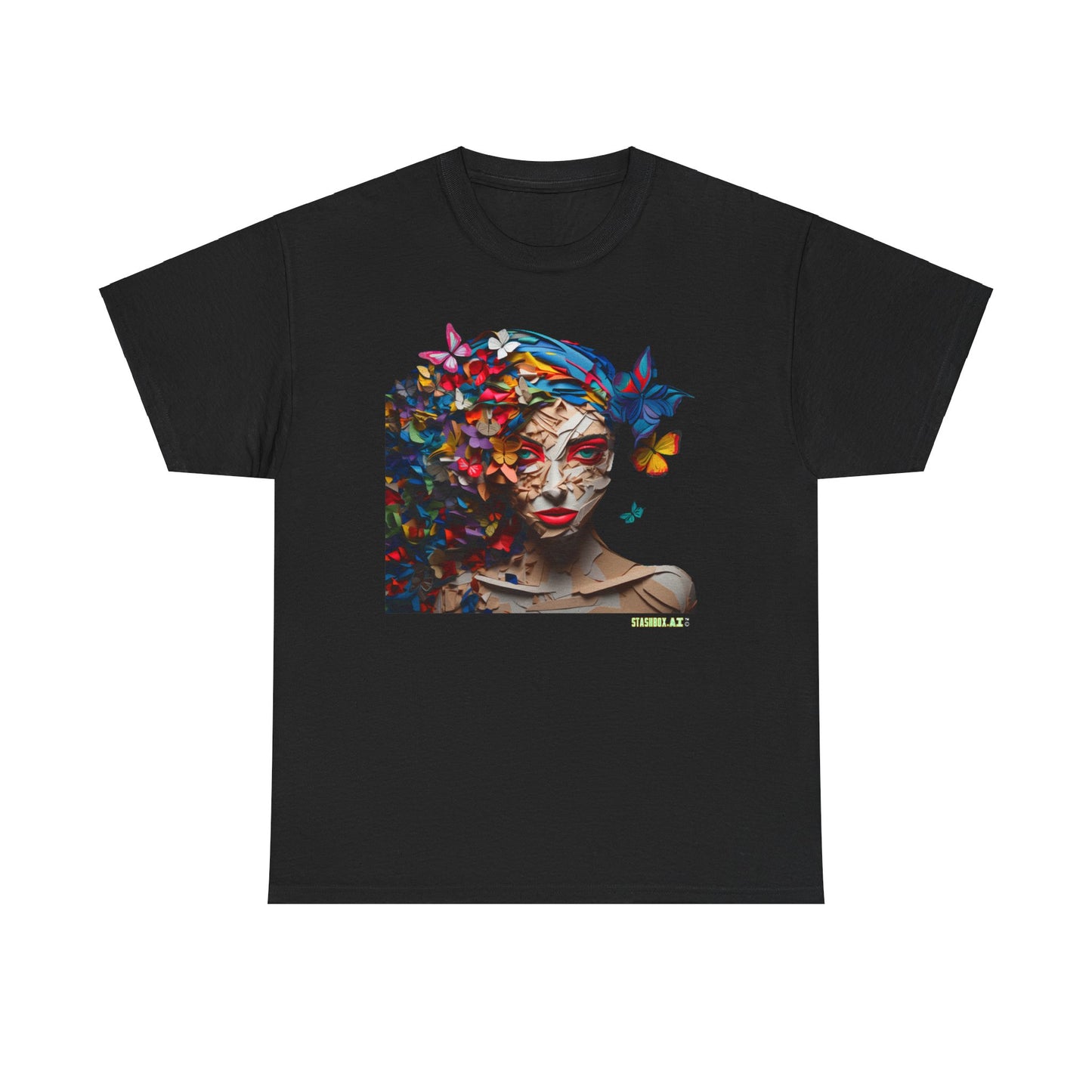 Unisex Heavy Cotton T-Shirt Beautiful Woman Rainbow Ink Drawn Maranao Style 004