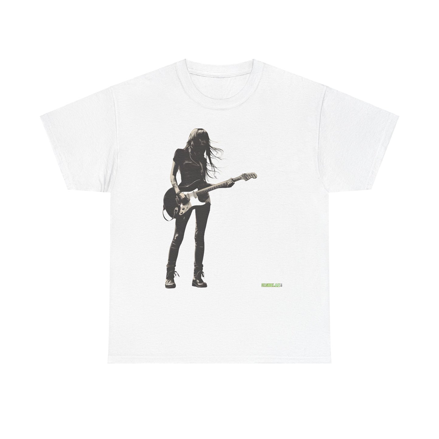 Unisex Heavy Cotton T-Shirt  Girl Guitarist Rocking 007