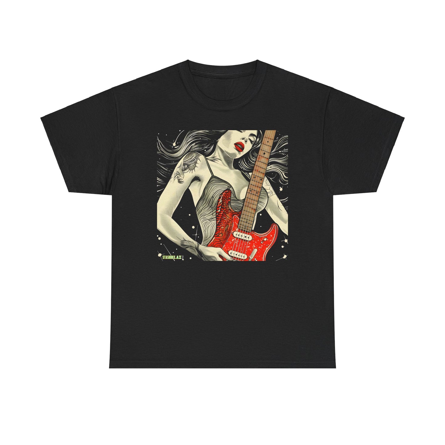 Unisex Heavy Cotton T-Shirt  Girl Guitarist Rocking 003