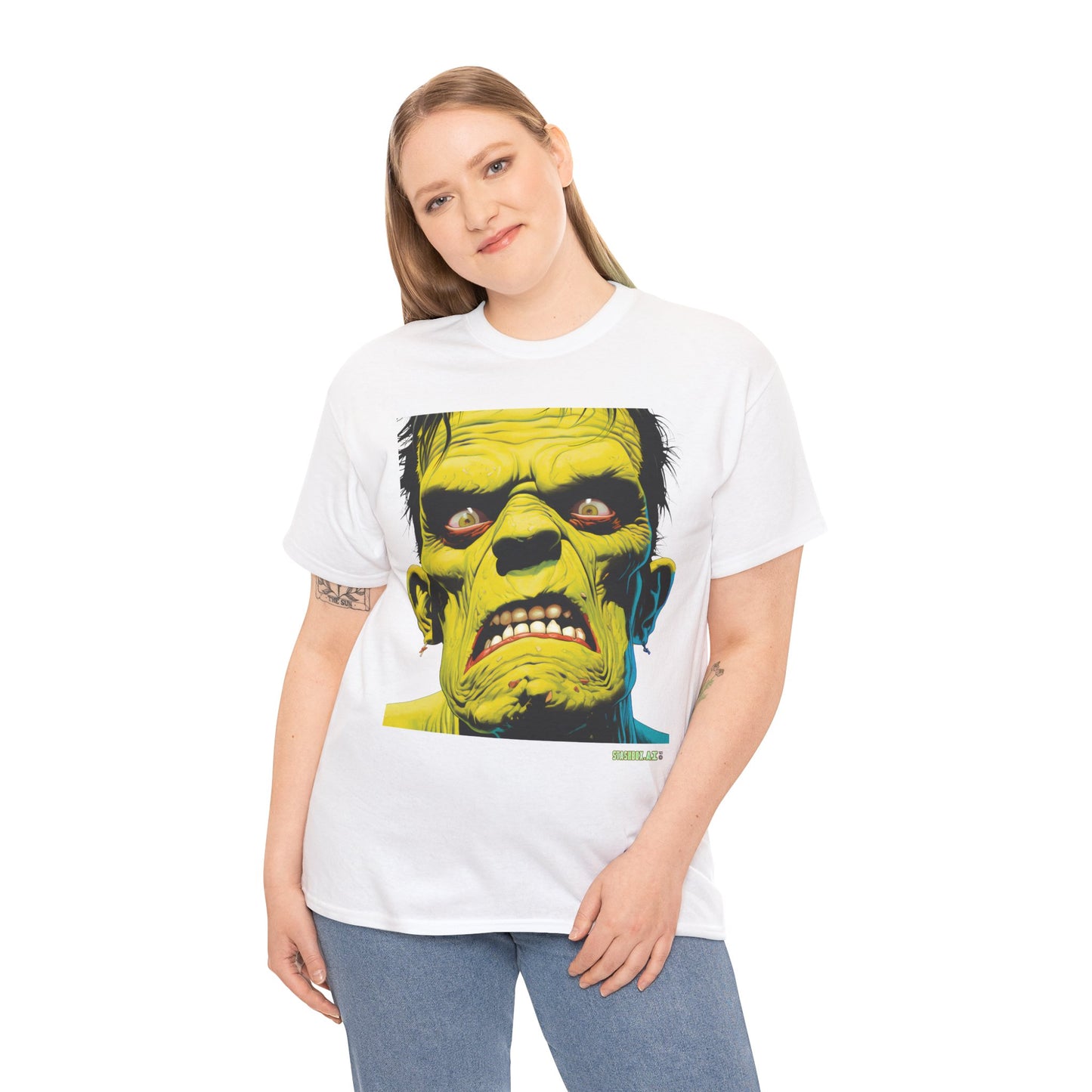 Unisex Heavy Cotton Tee Frankenstein Face #001