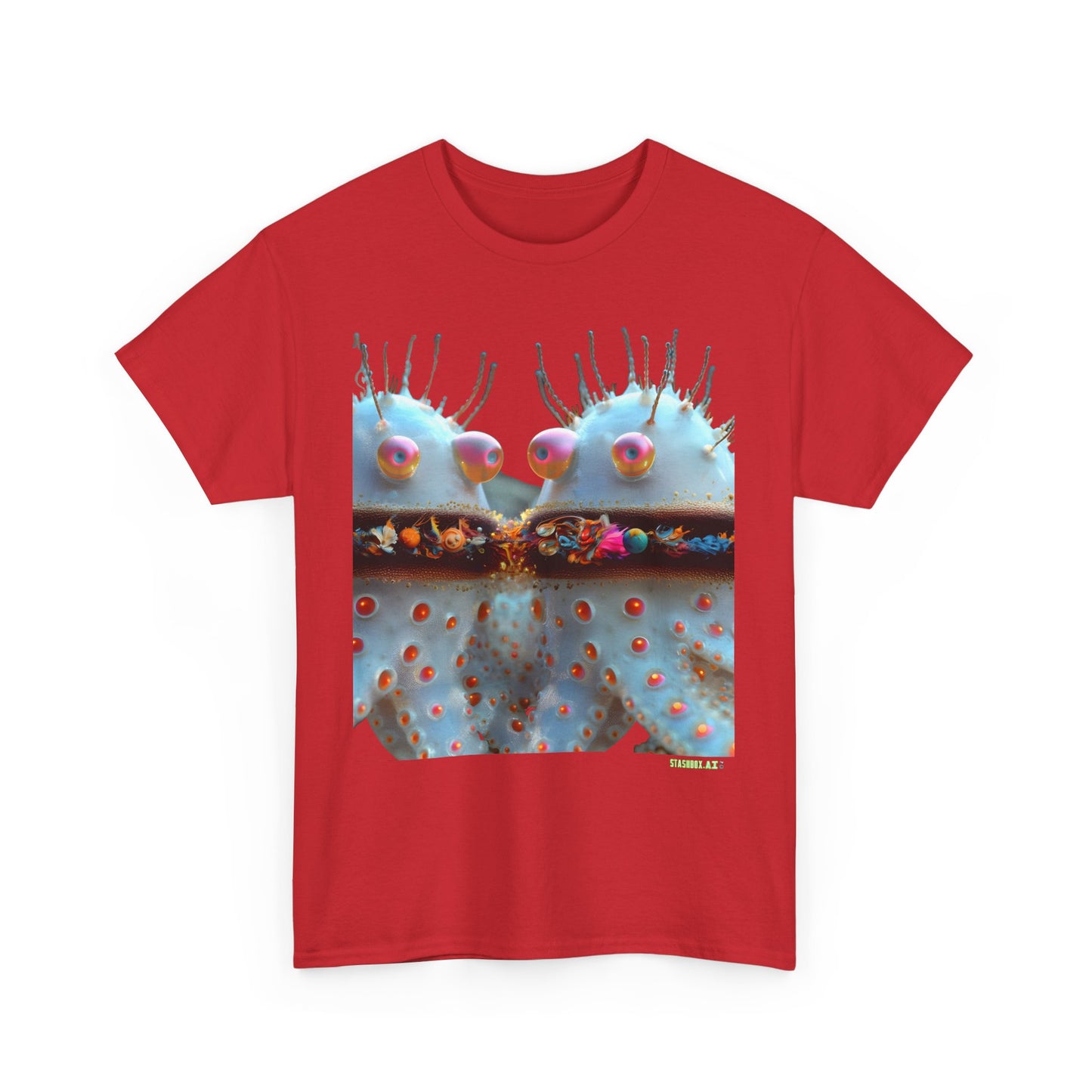 Unisex Heavy Cotton Tee Animal Turqoise Baby Alien Octopus Psychedelic 002