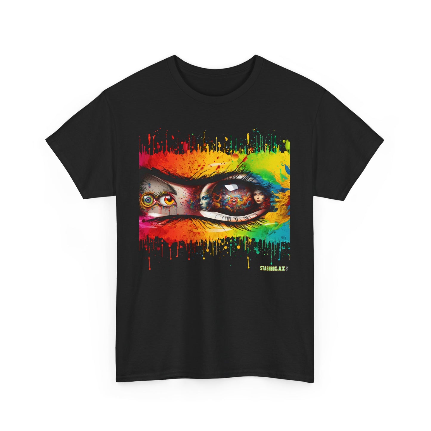 Unisex Heavy Cotton TShirt Psychedelic Eyes Design 008