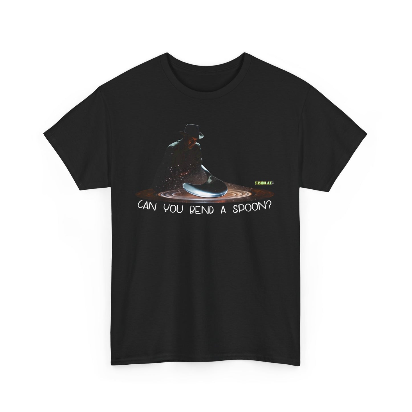 T-Shirt Heavy Cotton Unisex Magician "Can You Bend A Spoon?" 001