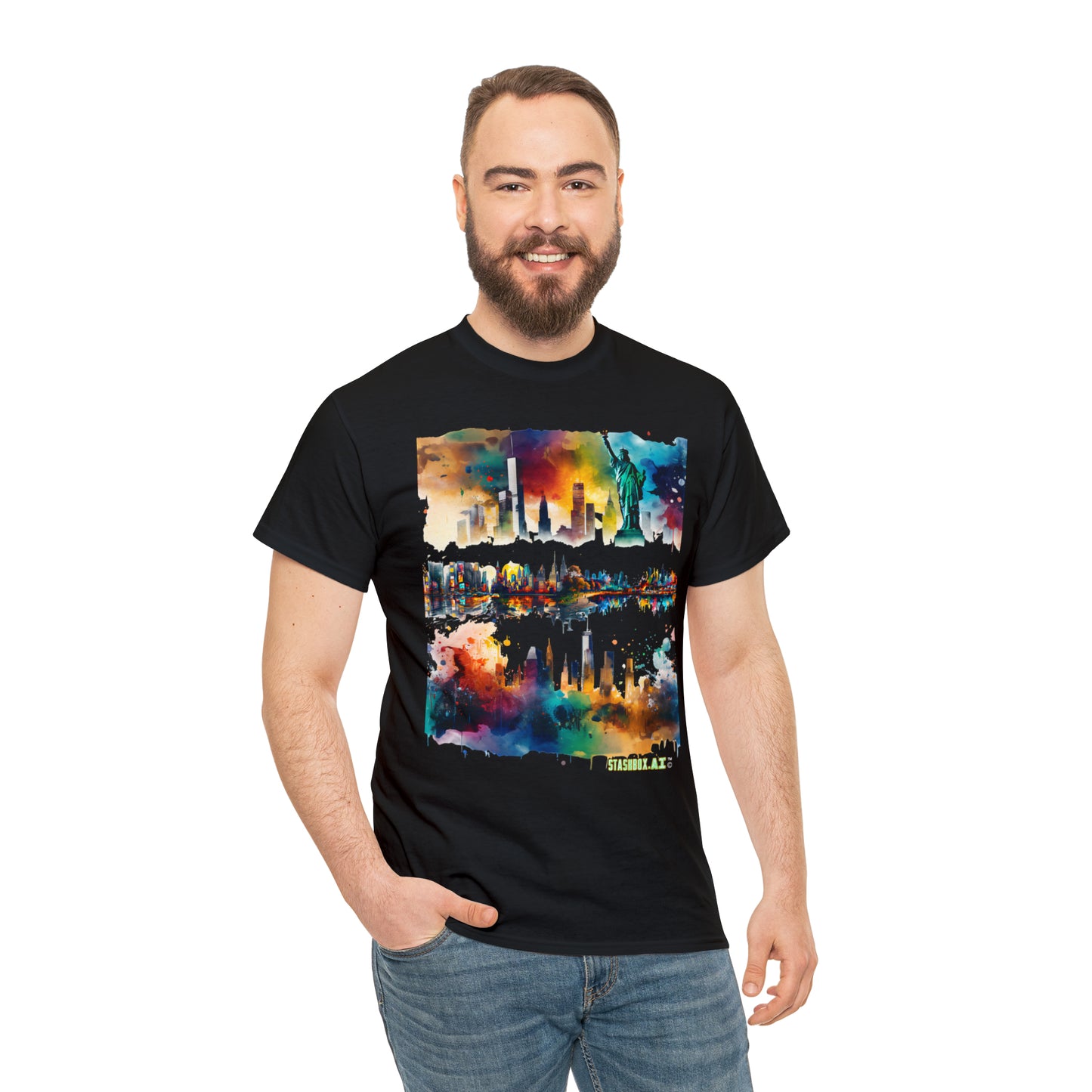 Colorful Statue of Liberty Shirt - Stashbox Watercolor Design