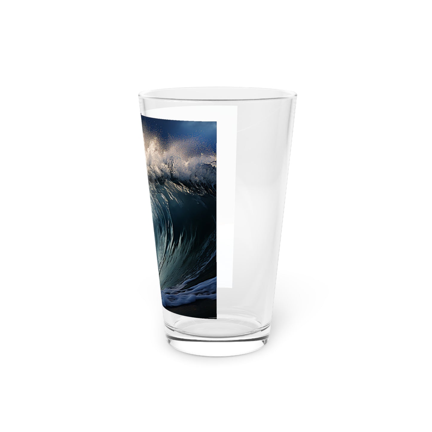 Giant Shore Break Perfec Wave with Crowd All Taking Photos - Pint Glass, 16oz - Waves Design #014