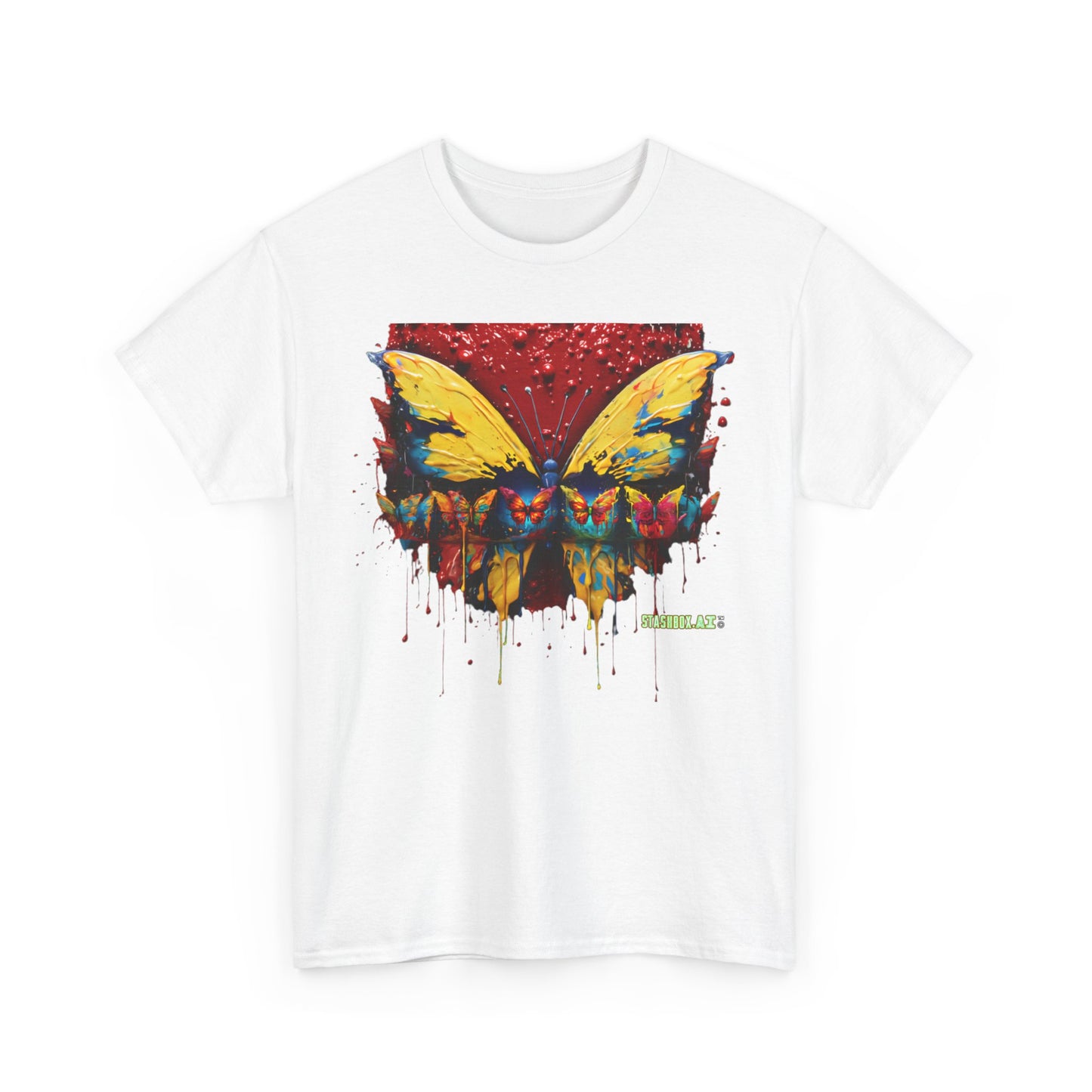 Unisex Heavy Cotton Tee Pop Surrealism Butterfly Design 010