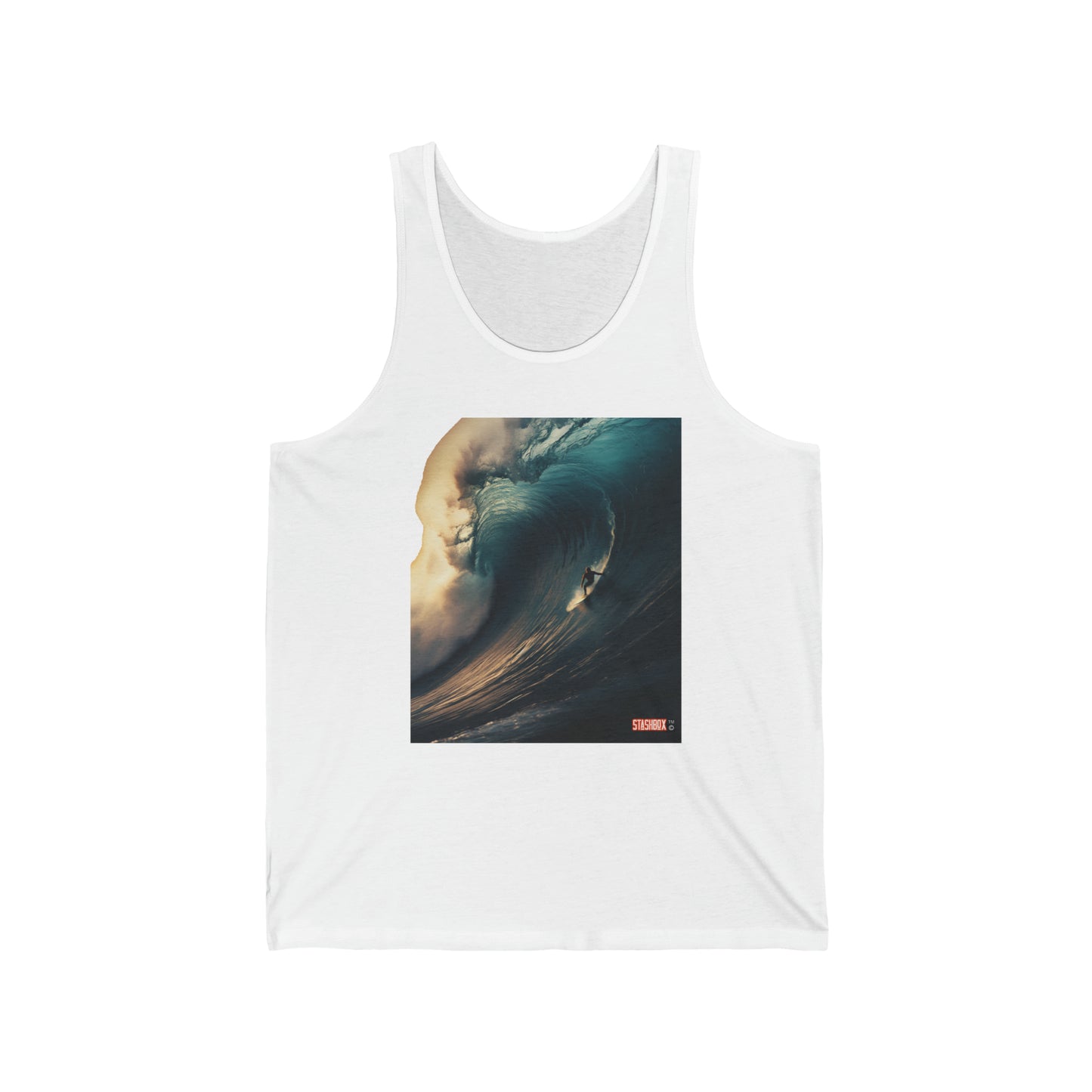 Unisex Jersey Tank Surfer, 50 Foot Barreling Wave 059