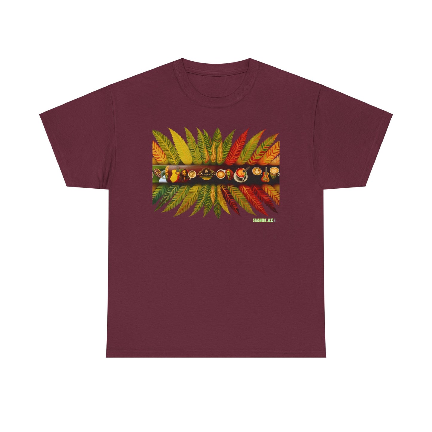 Unisex Adult Size Heavy Cotton Tshirt Reggae.Land Latte Art 001