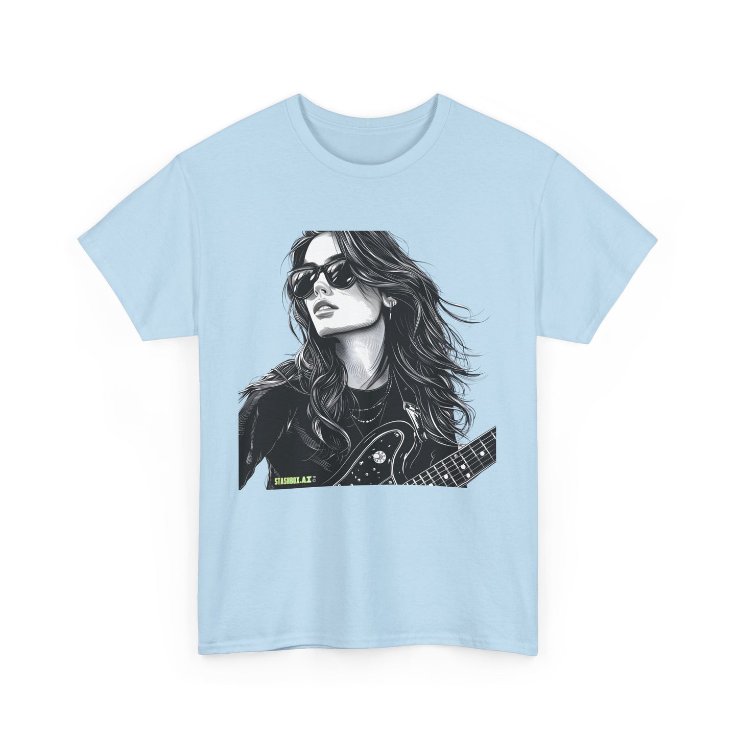 Unisex Heavy Cotton T-Shirt  Girl Guitarist Rocking 008