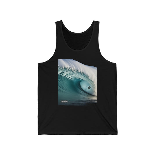 Unisex Jersey Tank Surfer, Mid-Air, 50 Foot Giant Barreling Waves 060