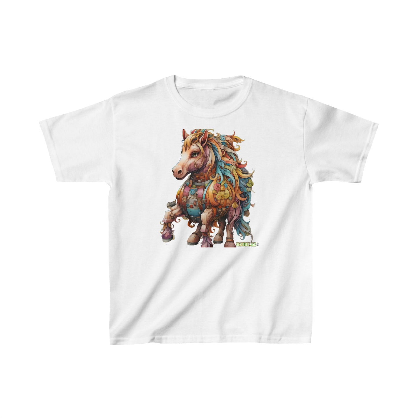 Kids Heavy Cotton™ Tee Color Horse Young Girl Gift T-Shirt 001