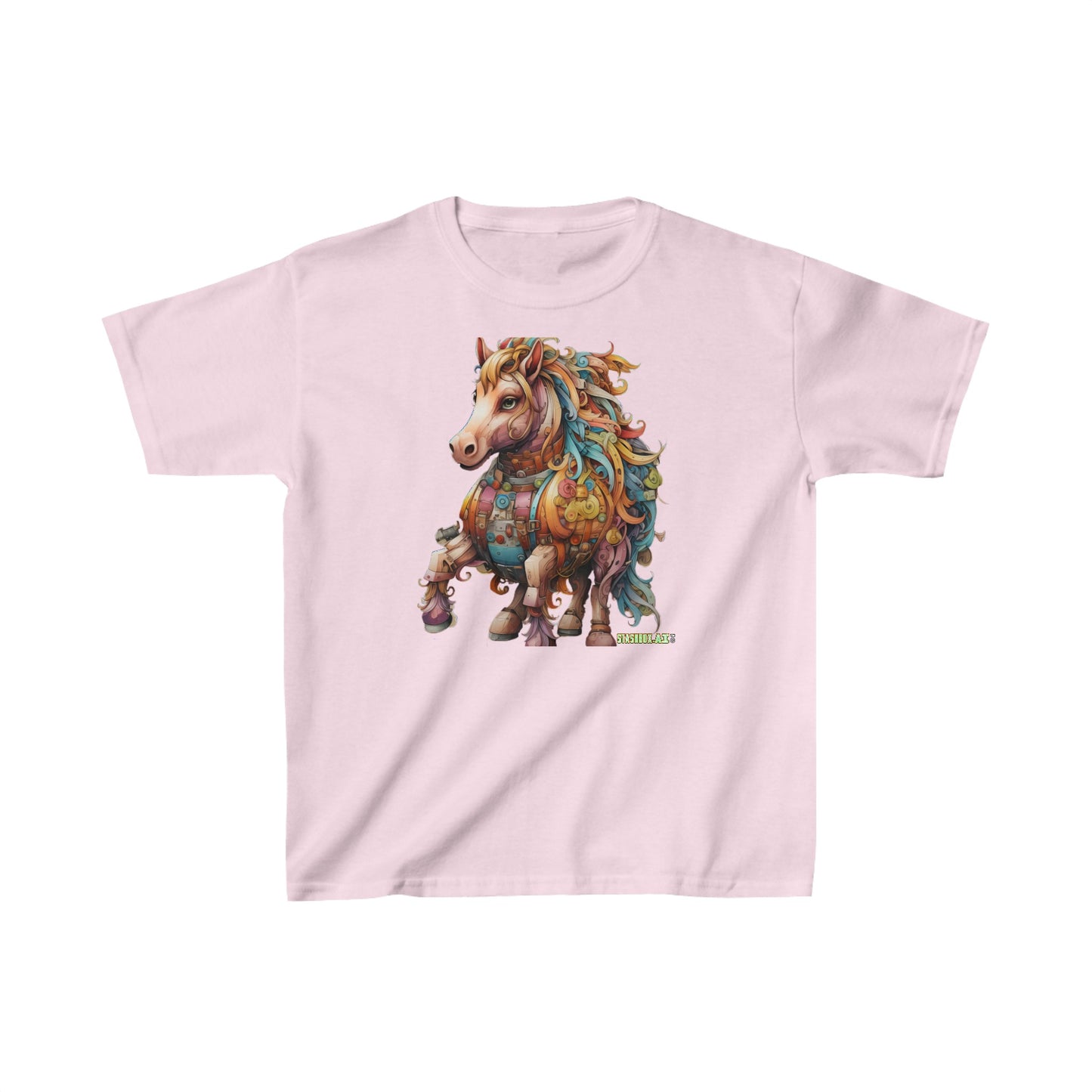 Kids Heavy Cotton™ Tee Color Horse Young Girl Gift T-Shirt 001